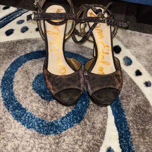 Brown Leopard Peep-Toe Heels